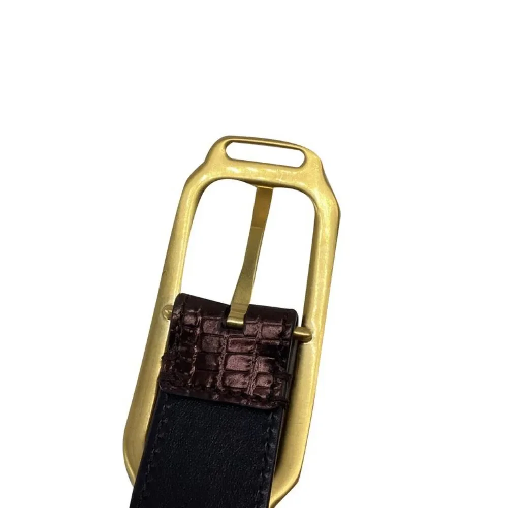 Tom Ford Croc-Effect Buckled Belt in Brown Leather